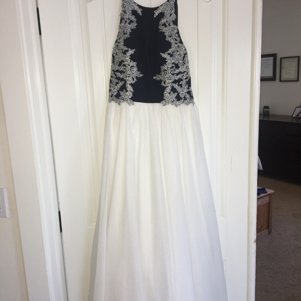 Navy Blue with silver detailing Prom Dress